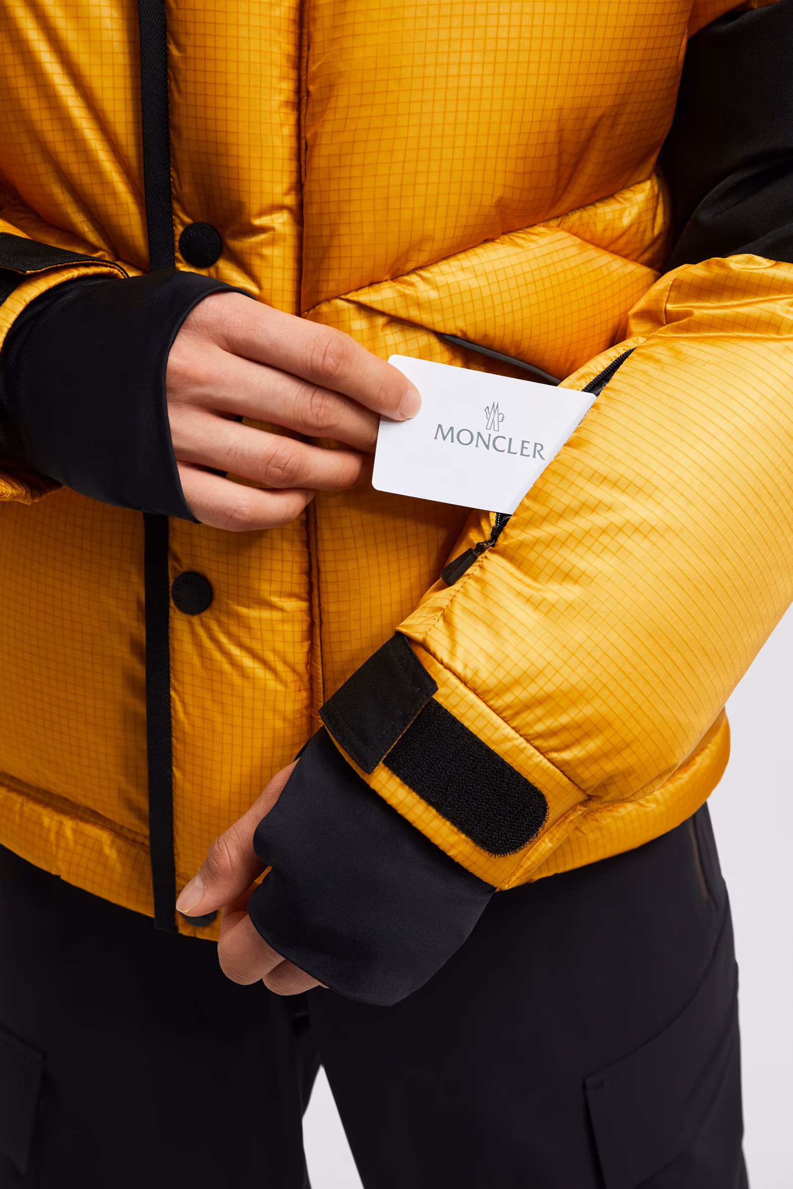 Albiez Hooded Down Ski Jacket Men Black & Yellow Moncler 7